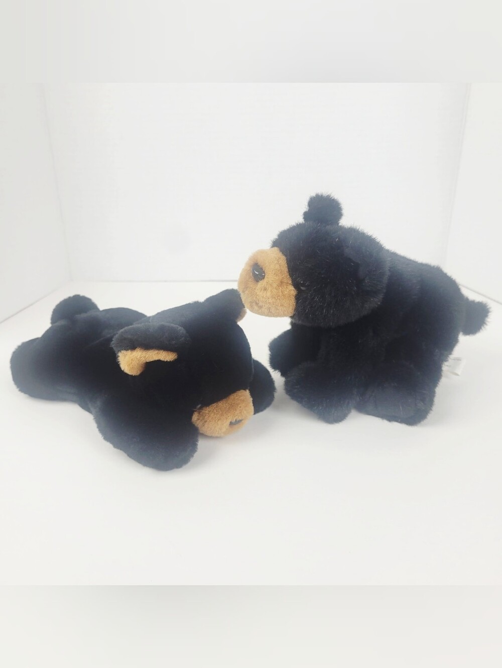 The Bearington Collection Plush Black & Brown Bear~Lying~Stands/Sits 9"~Lot of 2